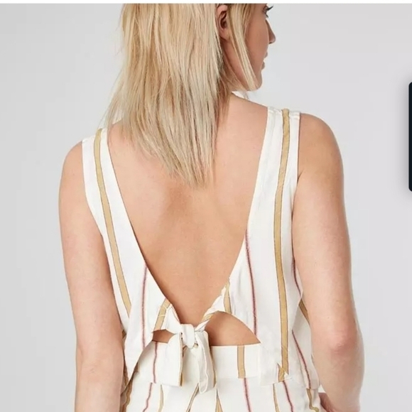 NWT RVCA Note To Self striped snap front tie back crop tank top A99 - Picture 2 of 7